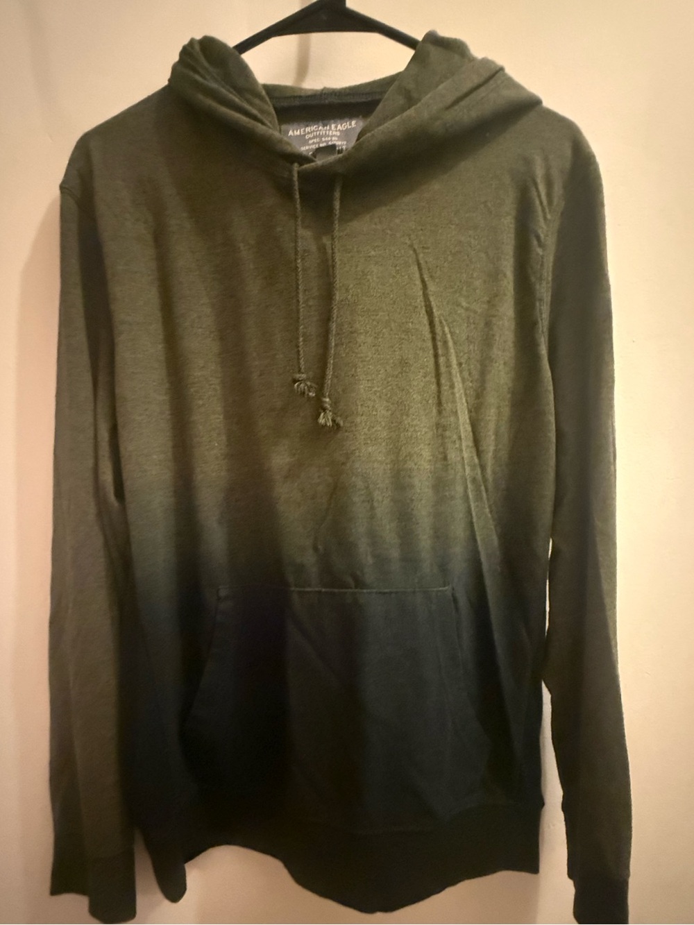 American Eagle Outfitters Olive and Black Ombré Hooded Pullover